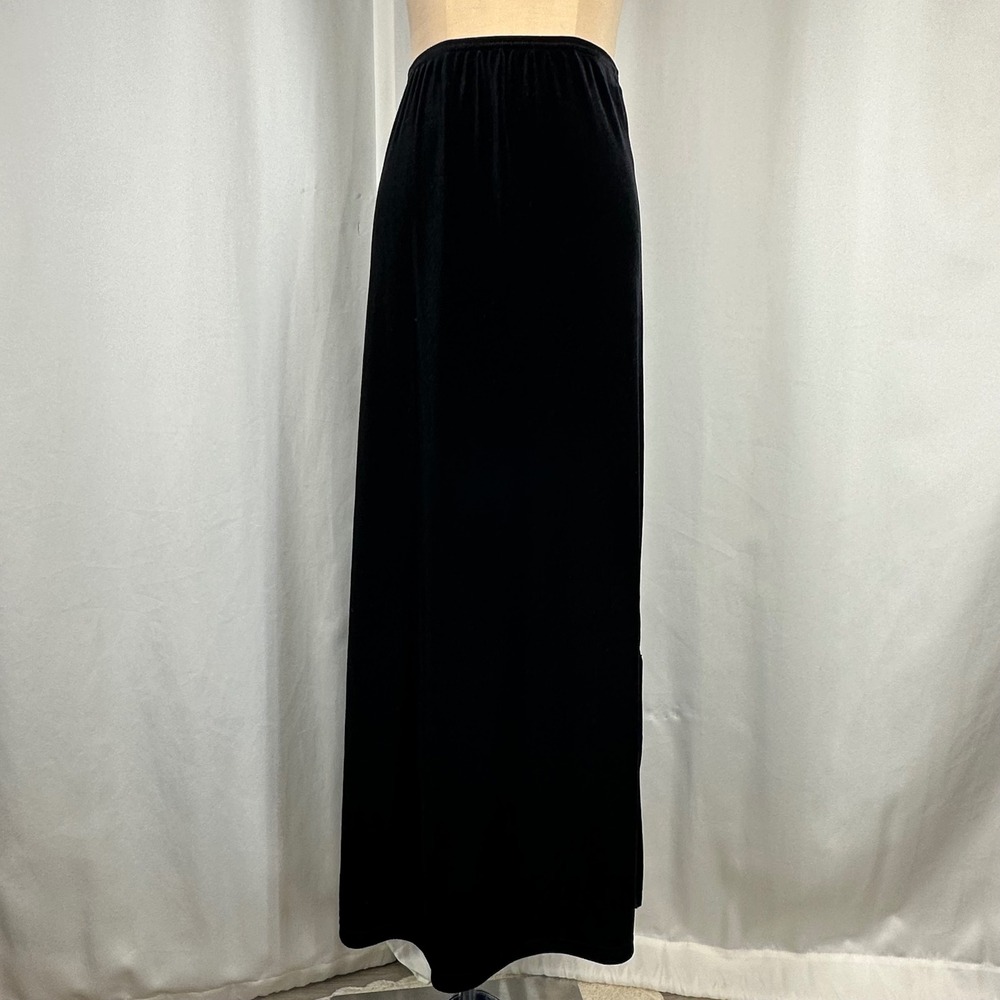 Vintage Bechamel Black Velvet Maxi Skirt S Stretch Side Slit 90s Whimsigoth